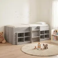 Prolenta Maison Exclusive - Bedframe in loftstijl met kast, 3 stuks, grijs Sonoma, houtvezel
