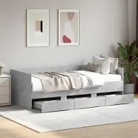 Prolenta Maison Exclusive - Dagbed met lades en hoofdeinde, betonkleur, houtvezel