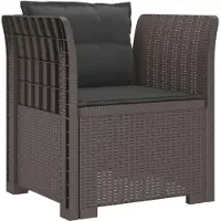 vidaXL Eén-zits Fauteuil met Kussens Rieten Look PP Lichtgrijs