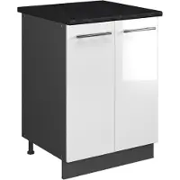 Vicco Wastafelkast Fame-Line, Wit Hoogglans/Antraciet, 60 cm
