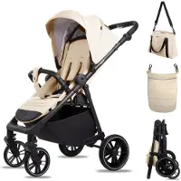 BabyLux Buggy Kinderwagen ROLLE Reisbuggy met Ligfunctie, Kleur: Sand