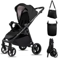 BabyLux Buggy Kinderwagen ROLLE Reisbuggy met Ligfunctie, Kleur: Onyx