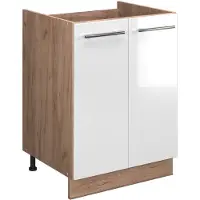 Vicco Wastafelkast Fame-Line, Wit Hoogglans/Goudkleurig Eiken, 60 cm