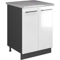 Vicco Wastafelkast Fame-Line, Wit Hoogglans/Antraciet, 60 cm
