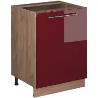 Vicco Keukenonderkast Fame-Line, Bordeauxrode hoogglans/Goudkleurig Eiken, 60 cm 1 deur zonder werkblad