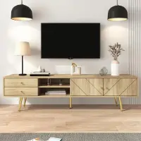 Sonstiges TV-kast 160 cm met gouden poten, natuurlijke houtlook