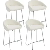 Sonstiges Barkrukken, set van 4, chenille bekleding, metalen frame, rugleuning, wit