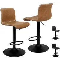 ALFORDSON Barstoelen, set van 2, bekleed, draaibaar, in hoogte verstelbaar, kunstleer, met rugleuning, bruin