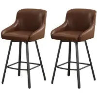 Sonstiges Barstoelen, set van 2, 66,5 cm hoog, met rugleuning en voetsteun, 360° draaibaar, waterdicht Polyurethanleer, belastbaar tot 150 kg, bruin