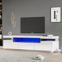 Sonstiges TV-kast met LED-verlichting, geschikt voor een 70-inch televisie, glanzende salontafel voor de woonkamer, 160x39x42cm, wit