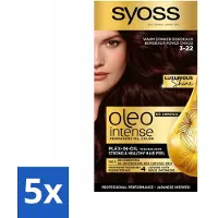 Syoss 5 x - Oleo Intense 3-22 - Haarverf - Permanente Haarkleuring - Warm Donker Bordeaux - Langdurige Kleur - Haarverf - Permanent Haarkleuring - Warm Bordeaux - Grijsdekking - Olie-formule
