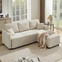 STILVORA Hoekbank, 3-zits, in L-vorm, met een ligvlak van 144 cm, bank met chenille bekleding en hoogwaardig schuim, woonkamerbank met 2 kussens