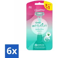 Wilkinson 6 x - Wegwerpscheermesjes - Quattro For Woman - Precies - 4 mesjes - Wegwerpscheermesjes - Scheermesjes Voor Vrouwen - Scheermesjes Quattro - Gladde Huid - Gevoelige Huid