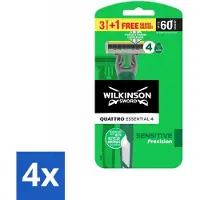 Wilkinson 4 x - Wegwerpscheermesjes - Quattro Essential 4 - Strak Scheren - 4 mesjes - Wegwerpscheermesjes - Scheermes - Quattro Essential - Sword - Scheermesjes
