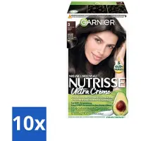 Garnier 10 x - Nutrisse Ultra Crème 3 - Haarkleuring - Donkerbruin - Intens Voedend - Permanente Kleur - Haarverf - Voedend Haarverf - Permanent Haarverf - Grijsdekking - Haarverf Donkerbruin