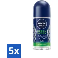 Nivea 5 x MEN - Deodorant Roller - Fresh Sensation - 50 ml - Anti-transpirant - Deodorant Roller - Fris Geur - Langdurige Bescherming - Huidvriendelijk