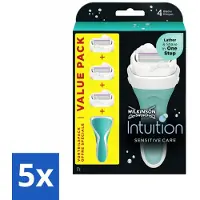 Wilkinson Sword 5 x - Navulmesjes - Intuition 2-in-1 Sensitive Care - 3 mesjes - Scheermesje Vrouw - Gevoelige Huid - Schuim En Scheer - Dermatologisch Getest - Huidverzorging