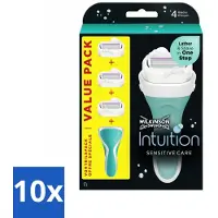 Wilkinson Sword 10 x - Navulmesjes - Intuition 2-in-1 Sensitive Care - 3 mesjes - Scheermesje Vrouw - Gevoelige Huid - Schuim En Scheer - Dermatologisch Getest - Huidverzorging
