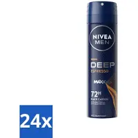 Nivea 24 x MEN - Deodorant Spray - Deep Espresso - 150 ml - Anti-transpirant Spray - Zweetbehandeling - Huidbescherming - Espresso Geur - Mannelijke Geur