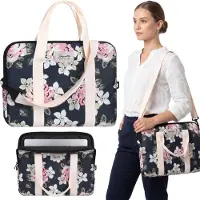 Zagatto Dames laptoptas 15,6 inch, schoudertas met bloemen, LICHTGEWICHT hoes met rits