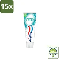 Aquafresh 15 x White & Shine - Whitening Tandpasta - 75 ml - Grootverpakking - Tandpasta - Whitening - Glans - Vlekken - Tanden Bleken
