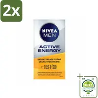Nivea MEN - Active Energy - Gezichtscrème met Cafeïne - 50 ml - Voordeelverpakking - 2 stuks - Gezichtscreme voor mannen - Energie voor huid
