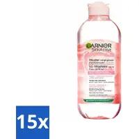 Garnier 15 x - SkinActive - Micellair Reinigingswater - Rozenwater - Stralende Huid - 400 ml - Micellair Reinigingswater - Rozenwater - Stralende Huid - Gezichtsreiniging - Make-up Verwijderen