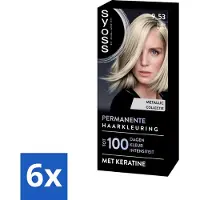 Syoss 6 x - Coloration 9-53 Silver Blush - Haarverf - Grijsdekking - Vermindert Haarbreuk - Permanente Haarkleuring - Haarkleur - - Grijsdekking - Keratine