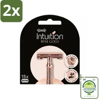 Wilkinson Intuition - Navulmesjes - Rose Gold Safety Razor - Luxe - 15 mesjes - Voordeelverpakking - 2 stuks - Scheermesjes - Scheermesjes dames