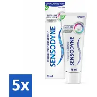 Sensodyne 5 x - Tandpasta - Complete Protection + Advanced Whitening - Witte Tanden - 75 ml - Gevoelige Tanden - Tandpasta - Whitening - Tanden Reinigen - Tanden Beschermen