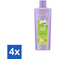 Andrélon 4 x – Shampoo – Langer Fris – 400 ml - Luchtig Haar - Fris Haar - Vet Haar - Diepe Reiniging - Vitamine B3