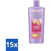 Andrélon 15 x – Shampoo – Levendig Lang – 685 ml - Lang Haar Verzorging - Sterk Haar Shampoo - Biotine Shampoo - Haar Versterken - Beschadigd Haar Repareren
