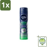 Nivea 1 x MEN - Deodorant Spray - Fresh Sensation - 150 ml - Anti-transpirant Spray - Zweetgeur Bestrijding - Frisse Geur - Huidvriendelijk - 72 Uur Bescherming