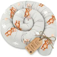 Totsy Baby Zijslaper kussen Lichaamskussen 300 cm Katoen - Lang kussen bed rol slaapkussen nek rol Decoratie voor kinderkamer Oeko-Tex Teddyberen