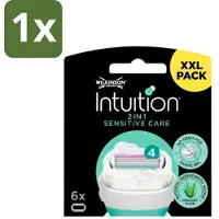 Wilkinson 1 x Intuition - Navulmesjes - 2 in 1 Sensitive Care - Voor Gevoelige Huid - 6 mesjes - Gevoelige Huid - Scheren - Navulmesjes - Schuimende Huidconditioner - Dermatologisch Getest