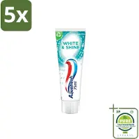 Aquafresh 5 x White & Shine - Whitening Tandpasta - 75 ml - Grootverpakking - Tandpasta - Whitening - Glans - Vlekken - Tanden Bleken