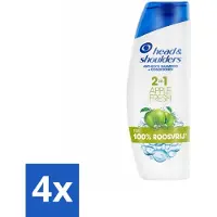 Head & shoulders 4 x - Shampoo - 2-in-1 - Apple Fresh - 100% Roosvrij - 300 ml - Anti-Roos Shampoo - Roze Shampoo - Hoofdhuid Verzorging - Haar Shampoo - Apple Fresh