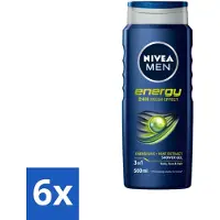 Nivea MEN - Douchegel - Energy - 500 ml - Voordeelverpakking - 6 stuks