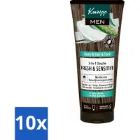 Kneipp - Shampoo & Douche - Men - Fresh & Sensitive - Voor gevoelige en droge huid - 200 ml - Bulkverpakking - 10 stuks