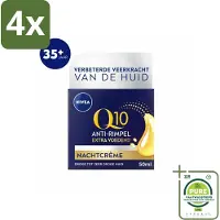 Nivea - Nachtcrème - Q10 Extra Voedend - Voor droge huid - Anti-Rimpel - Met Creatine - 50 ml - Voordeelverpakking - 4 stuks - Q10 - Nachtcrème