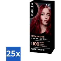 Syoss 25 x - Coloration 5-29 Intens Rood - Haarverf - Grijsdekking - Vermindert Haarbreuk - Haarverf - Grijsdekking - Permanente Haarkleuring - Keratine - Haarverf Grijsdekking
