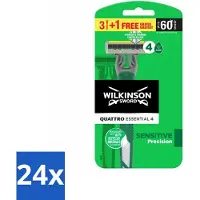 Wilkinson 24 x - Wegwerpscheermesjes - Quattro Essential 4 - Strak Scheren - 4 mesjes - Wegwerpscheermesjes - Scheermes - Quattro Essential - Sword - Scheermesjes