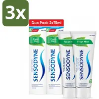 Sensodyne - Tandpasta - Fresh Mint - Frisse Munt - Duopack - 2 x 75 ml - Bulkverpakking - 3 stuks