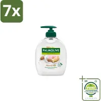 Palmolive 7 x - Amandelmelk - Handzeep Met Pomp - Milde Reiniging - 300 ml - Grootverpakking - Handzeep - Amandelmelk - Verzorging - Natuurlijke Ingrediënten - Biologisch Afbreekbaar