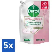 Dettol 5 x - Handzeep Navulling - Hypoallergenic - Sensitive - 500 ml - Handzeep Navulling - Hypoallergenisch - Gevoelige Huid - Antibacterieel - Handverzorging
