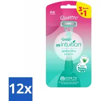 Wilkinson 12 x - Wegwerpscheermesjes - Quattro For Woman - Precies - 4 mesjes - Wegwerpscheermesjes - Scheermesjes Voor Vrouwen - Scheermesjes Quattro - Gladde Huid - Gevoelige Huid