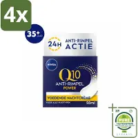 Nivea - Nachtcrème - Q10 POWER Anti-Rimpel - Voor alle huidtypen - Met Q10 & Creatine - 50 ml - Voordeelverpakking - 4 stuks - Q10 - Anti-rimpel crème