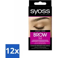 Syoss 12 x - Brow Tint Zwart - Wenkbrauwverf - Langdurige Kleur - Tot 10 Toepassingen - Permanente Wenkbrauwverf - Wenkbrauwkleuring - Wenkbrauwpotlood - Wenkbrauwgel - Wenkbrauwstyling