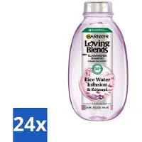 Garnier 24 x - Loving Blends - Shampoo - Rice Water Infusion - Glans & Zachtheid - Lang Haar - 300 ml - Glans Shampoo - Rice Water Infusion - Lang Haar - Hydratatie - Zachtheid