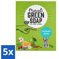 Marcel's Green Soap 5 x - Verhuisdoos - Duurzaam Schoonmaken - Natuurlijke verzorging - 8 Zeepjes - Verhuizing - Schoonmaken - Natuurlijke Reiniging - Duurzaamheid - Verhuisdoos